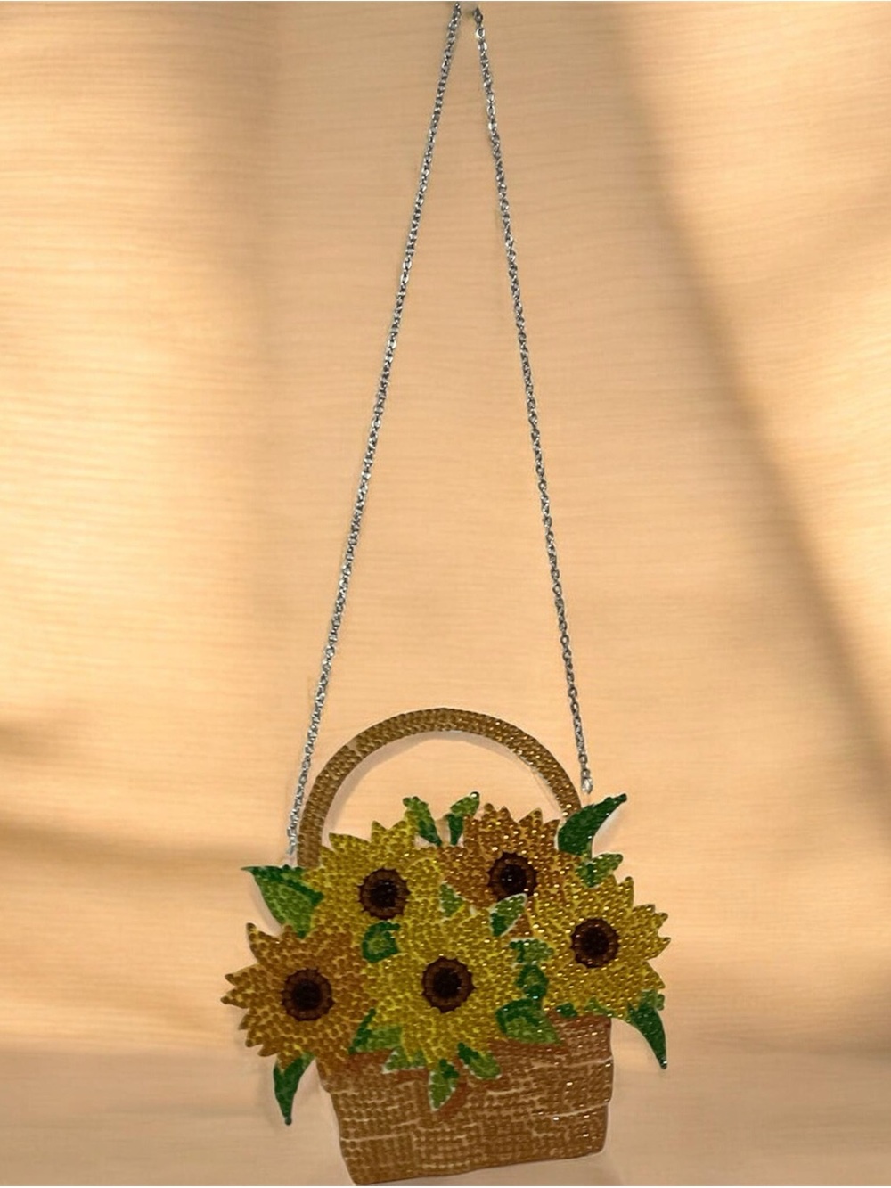 Sunflower Diamond Art Hanging Basket Decor Sealed - Picture 2 of 2